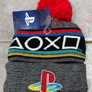 Bioworld PlayStation Knit Beanie with Red Pom